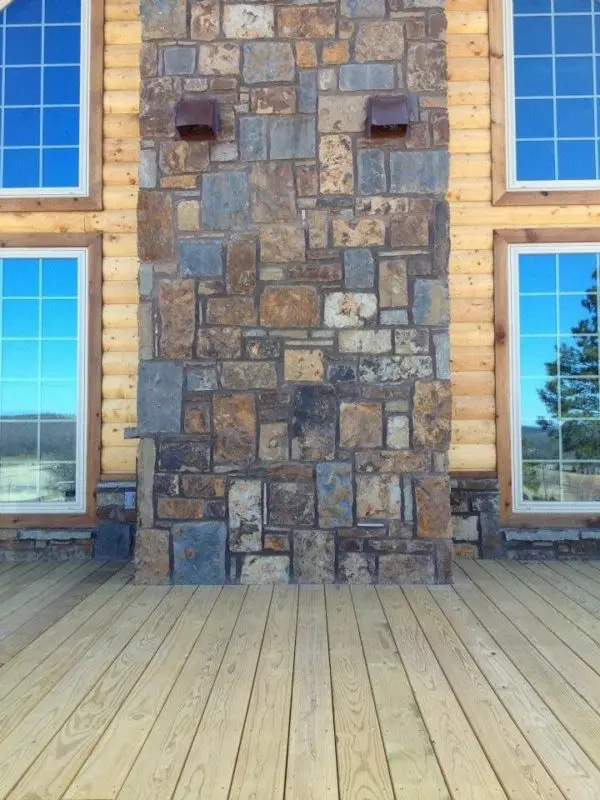 Denali Natural Stone Veneer Chimney