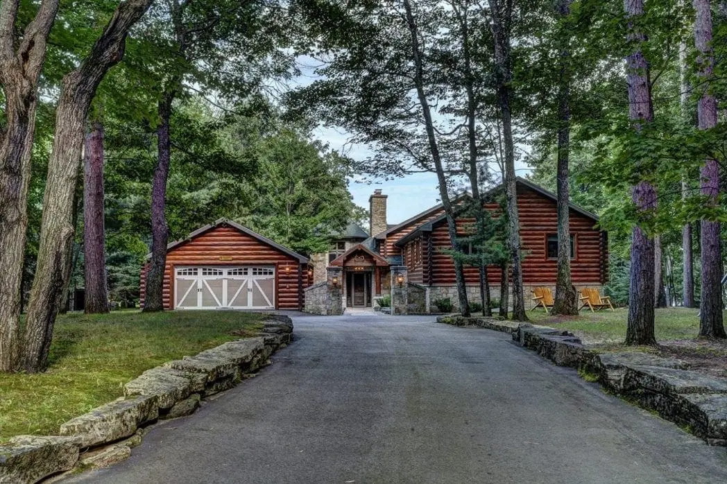 Paved Driveway with Weathered Edge Limestone Outcroppings