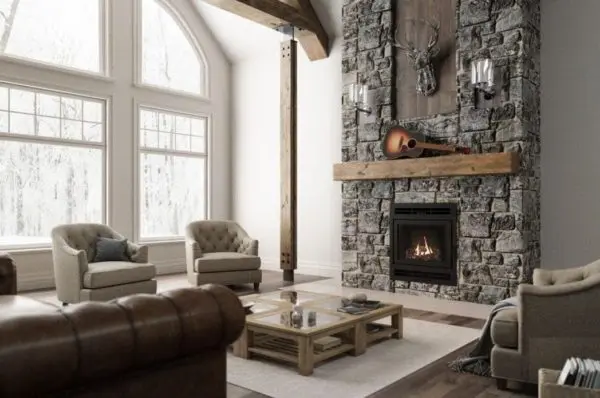 Custom Moonlight Natural Thin Stone Veneer Fireplace