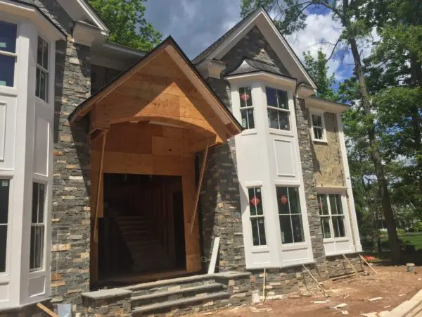 Custom Manhattan Real Stone Veneer Front Entrance