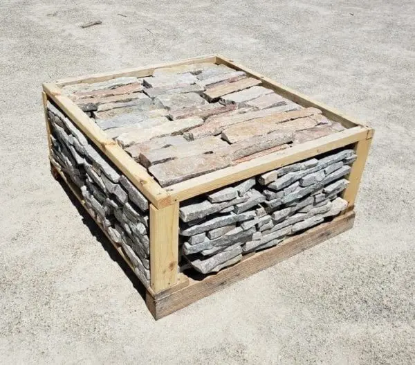 stock pallet of natural stone veneer flats