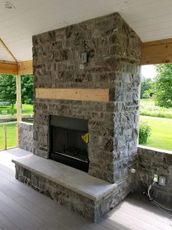 dimensional thin stone veneer fireplace