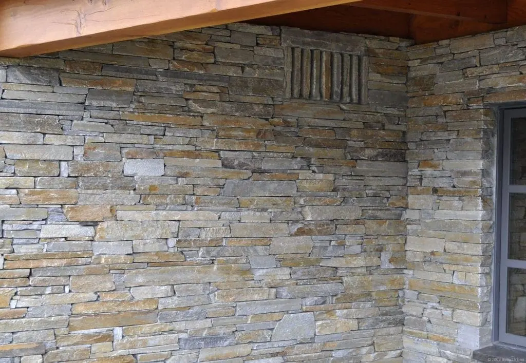 Natural Stone Veneer Exterior Drystack Wall