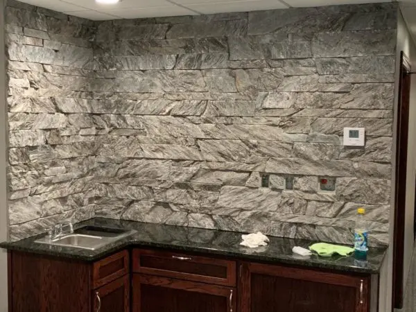 Moonlight Real Stone Veneer Drystack Kitchenette Backsplash