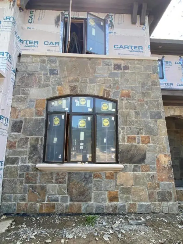 Custom Castle Rock McGregor Real Thin Stone Veneer Exterior Installation