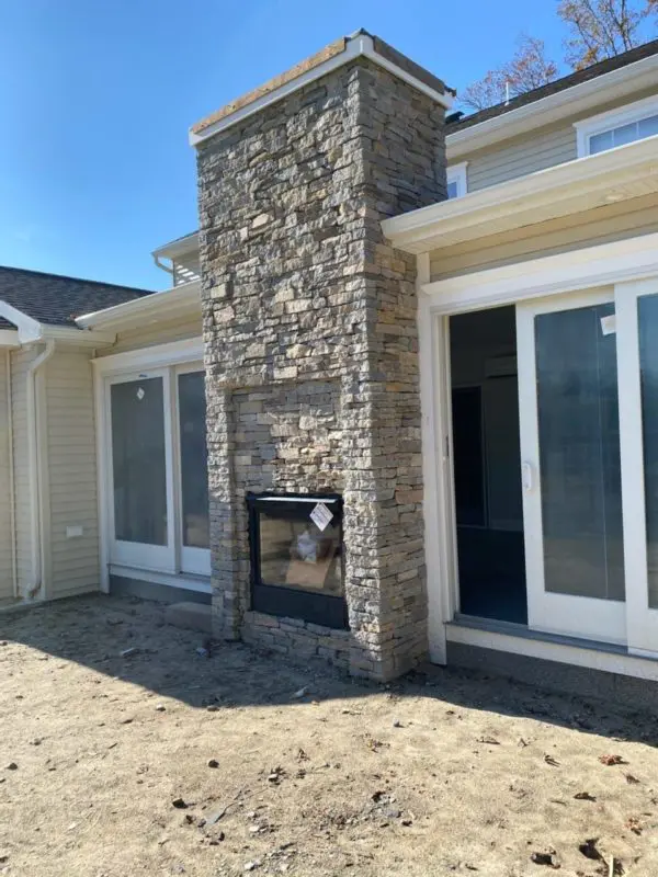 Exterior Gas Fireplace with Silverton Real Thin Stone Veneer