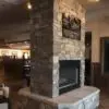 Double-Sided Commercial Fireplace with Brookhaven Natural Stone Veneer