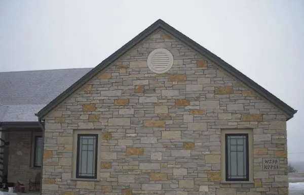 Home Exterior with Evanston Limestone Thin Veneer