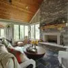 Interior Fireplace and Living Room with Glendale Real Stone Veneer