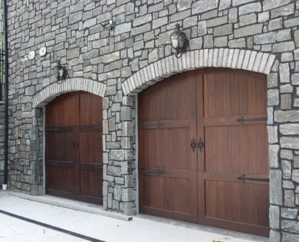 Garage with Monroe Real Thin Stone Veneer