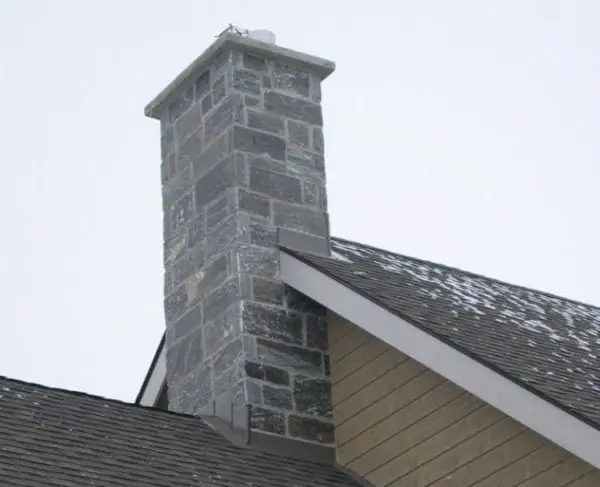 Chimney with Monroe Real Thin Stone Veneer