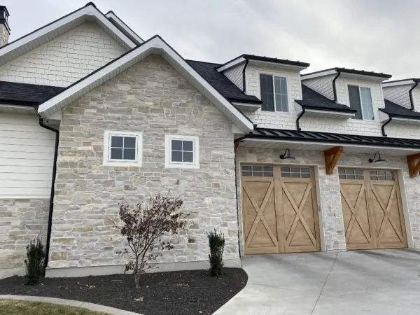 Garage Exterior and Accent Wall with Roanoke Real Stone Veneer