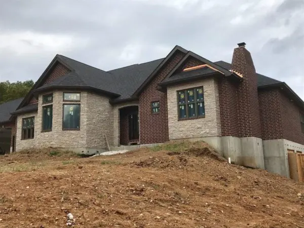 Exterior accent walls with Tenbury natural stone veneer