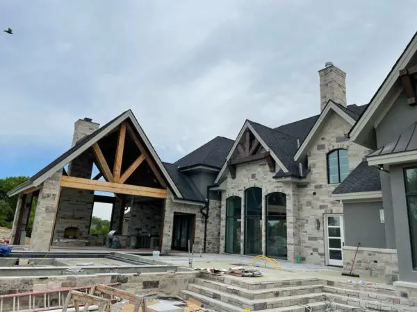 Home exterior with Graphite natural thin stone veneer