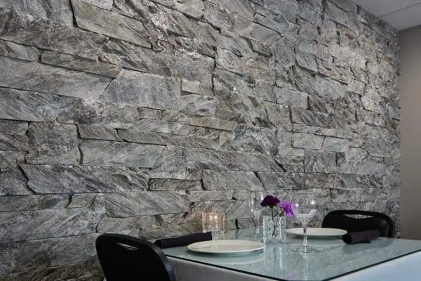 Custom ledgestone Moonlight real stone veneer restaurant wall