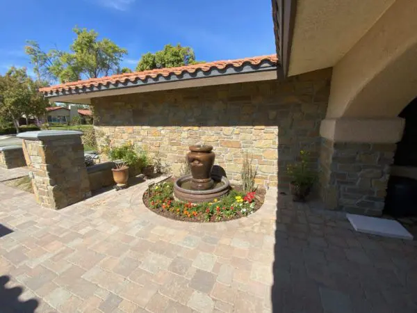 Cabernet tumbled real thin stone veneer front entrance