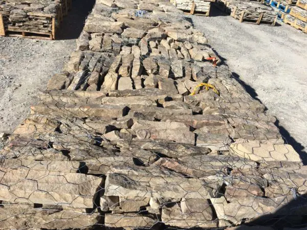 Ready to ship pallets of Feldberg real thin stone veneer flats