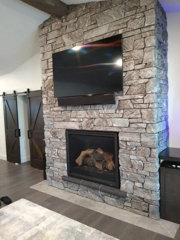 Moonlight Natural Stone Veneer Interior Gas Fireplace