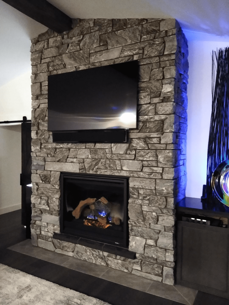 Moonlight Real Thin Stone Veneer Interior Fireplace Surround