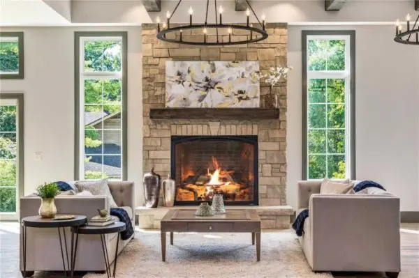 Lockridge Natural Thin Stone Veneer Interior Fireplace