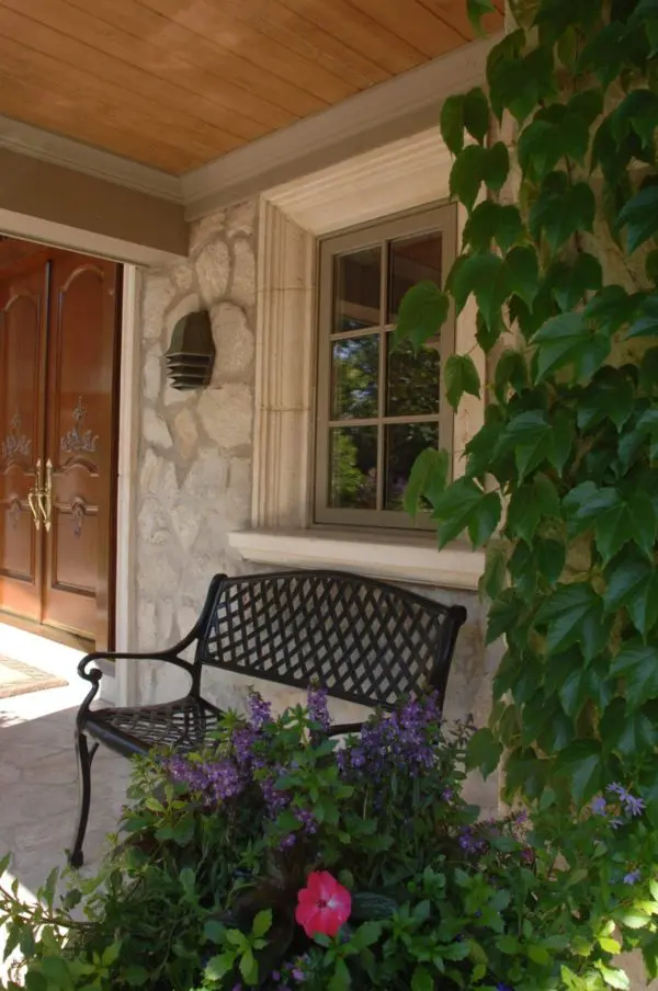 Winter Hills Natural Stone Veneer Covered Front Porch