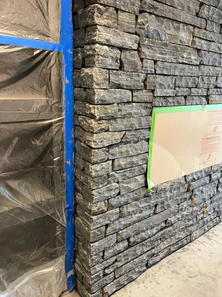 Everett Real Stone Veneer Fireplace Installation