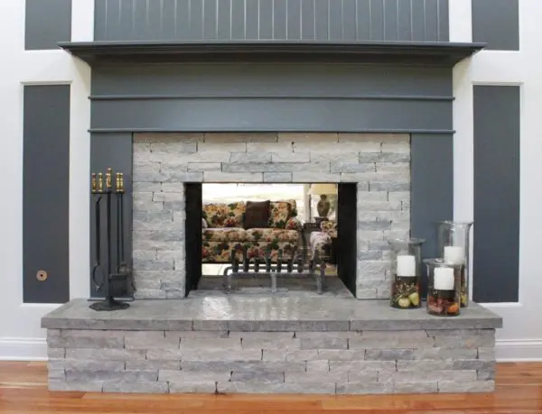 Silver Cloud Real Stone Veneer Custom Ledgestone 2.25 In Fireplace