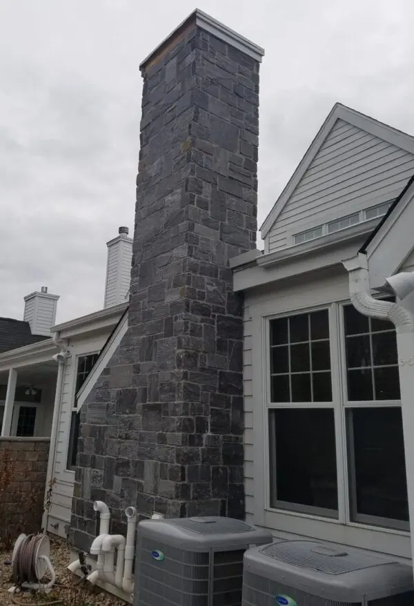 Bar Harbor Natural Stone Veneer Chimney