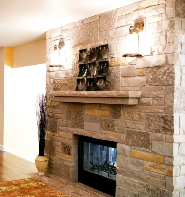 Florence Real Thin Stone Veneer Interior Fireplace