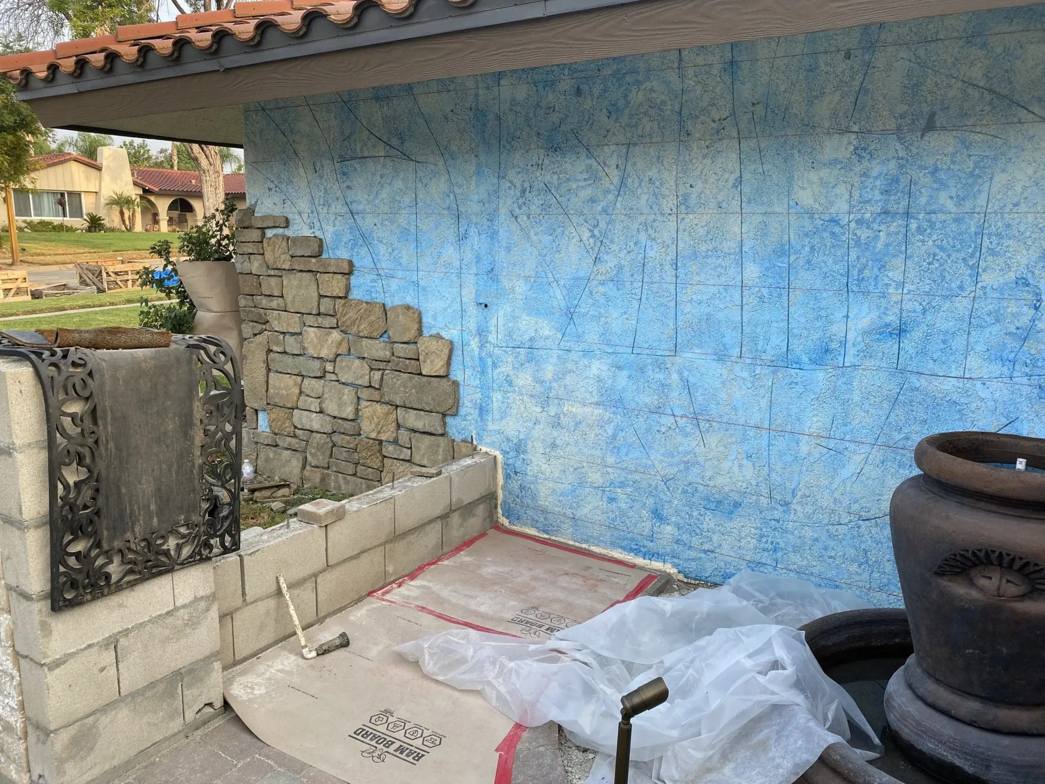 Cabernet Natural Thin Stone Veneer Exterior Installation