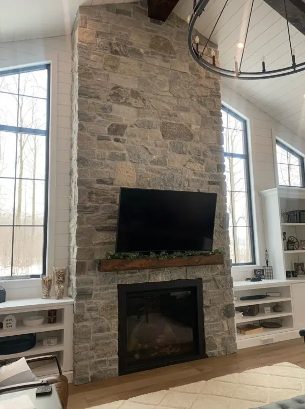 Custom Logan Real Thin Stone Veneer Fireplace