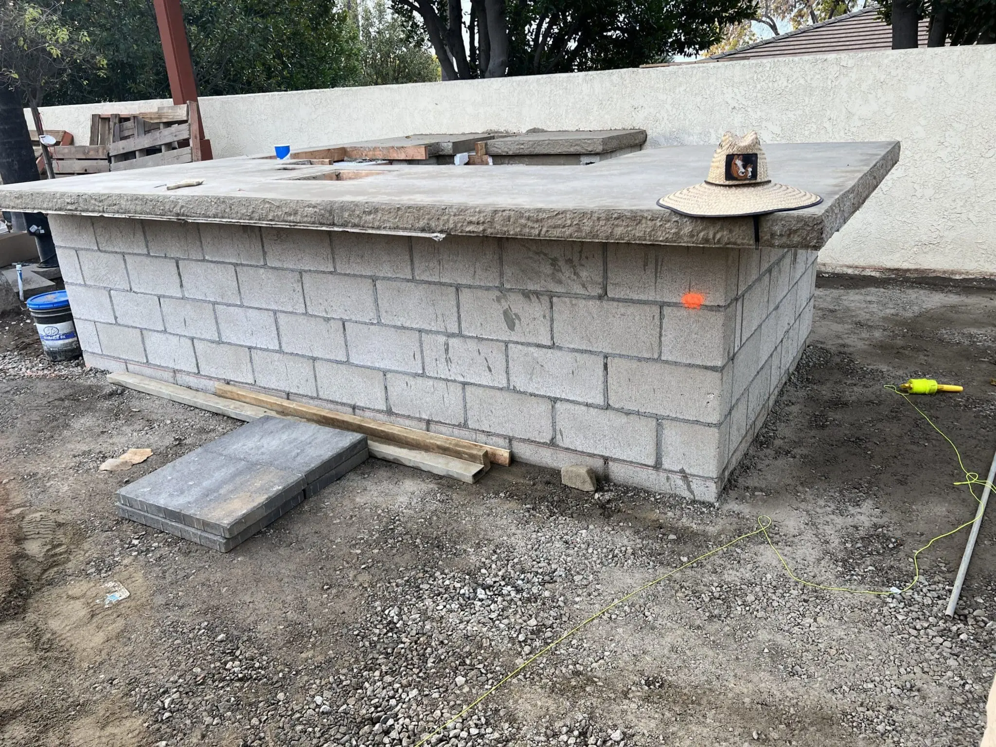 Preparing Outdoor Bar for Natural Stone Veneer