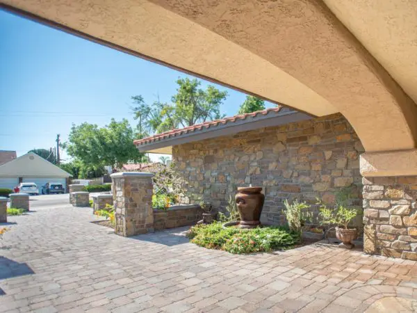 Tuscan Style Home Exterior with Cabernet Real Thin Stone Veneer