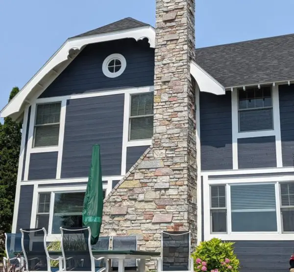 Avondale Natural Thin Stone Veneer Exterior Chimney