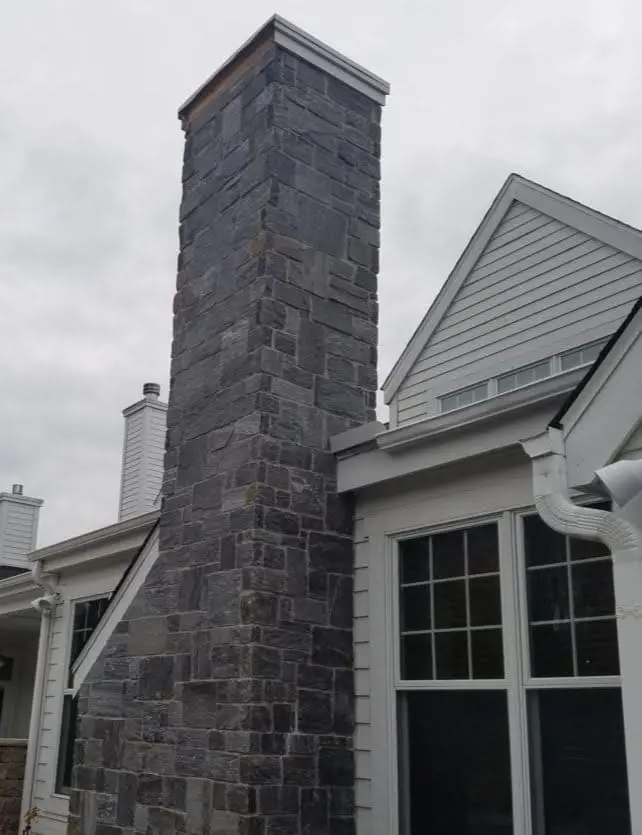 Bar Harbor Natural Stone Veneer Chimney