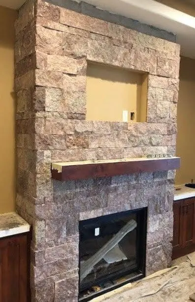 Custom Cherrywood 2in4in6in Real Stone Veneer Drystack Fireplace