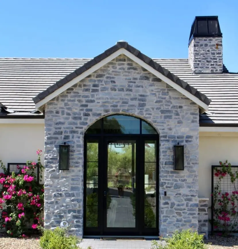 Durham Real Stone Veneer Custom with White Mortar