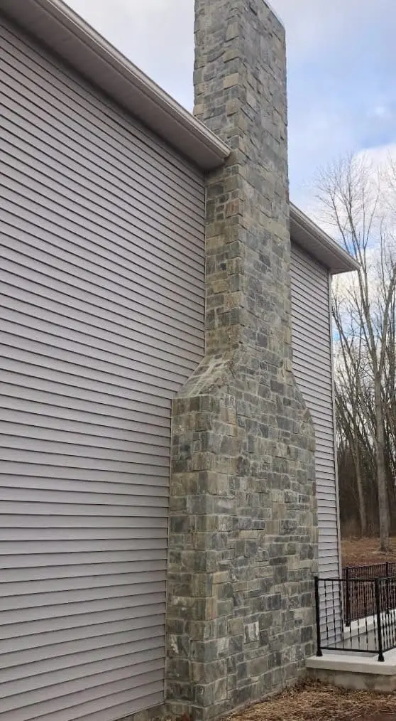 Emerald Bay Square Rec Real Stone Veneer Chimney