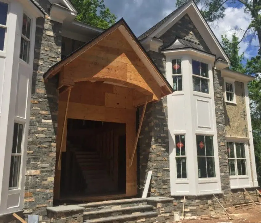 Custom Manhattan Real Stone Veneer Front Entrance