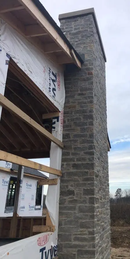 Vineyard Natural Stone Veneer Chimney Installation