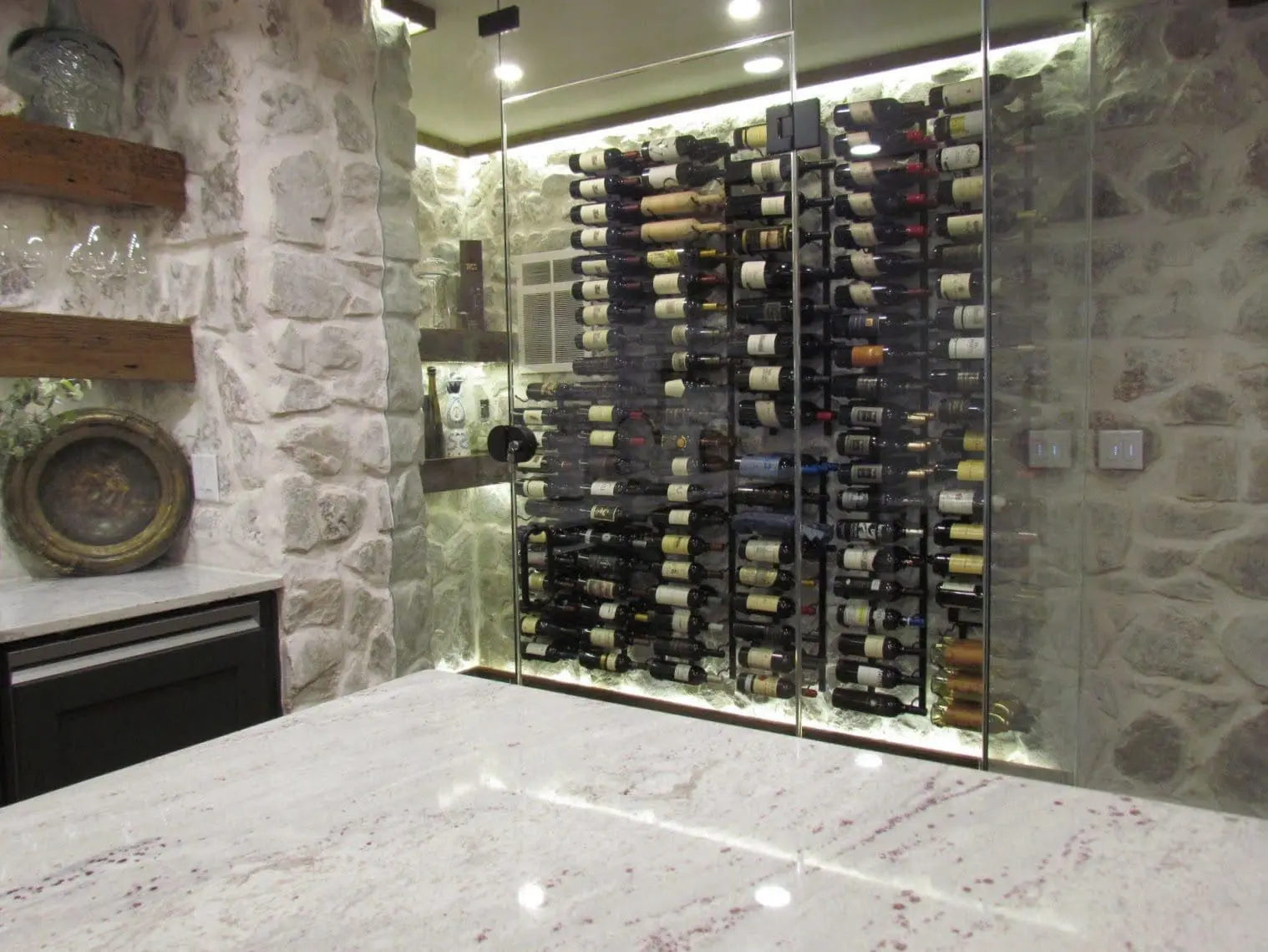 Pioneer Real Thin Stone Veneer Basement Wine Cellar