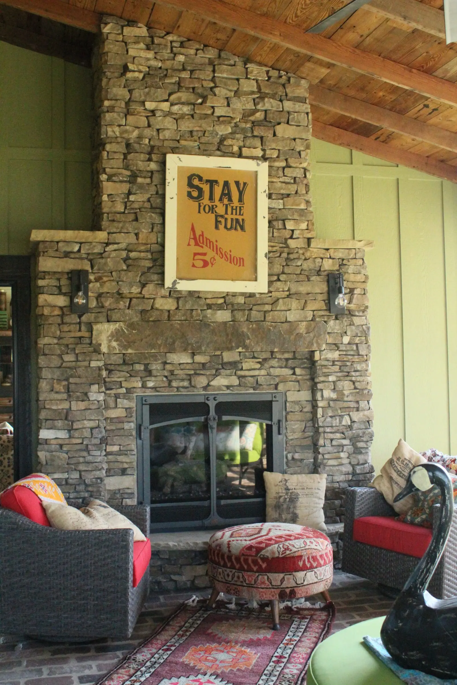 Feldberg Real Thin Stone Veneer Drystacked Sunroom Fireplace