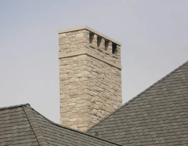 Chalet Natural Thin Stone Veneer Chimney