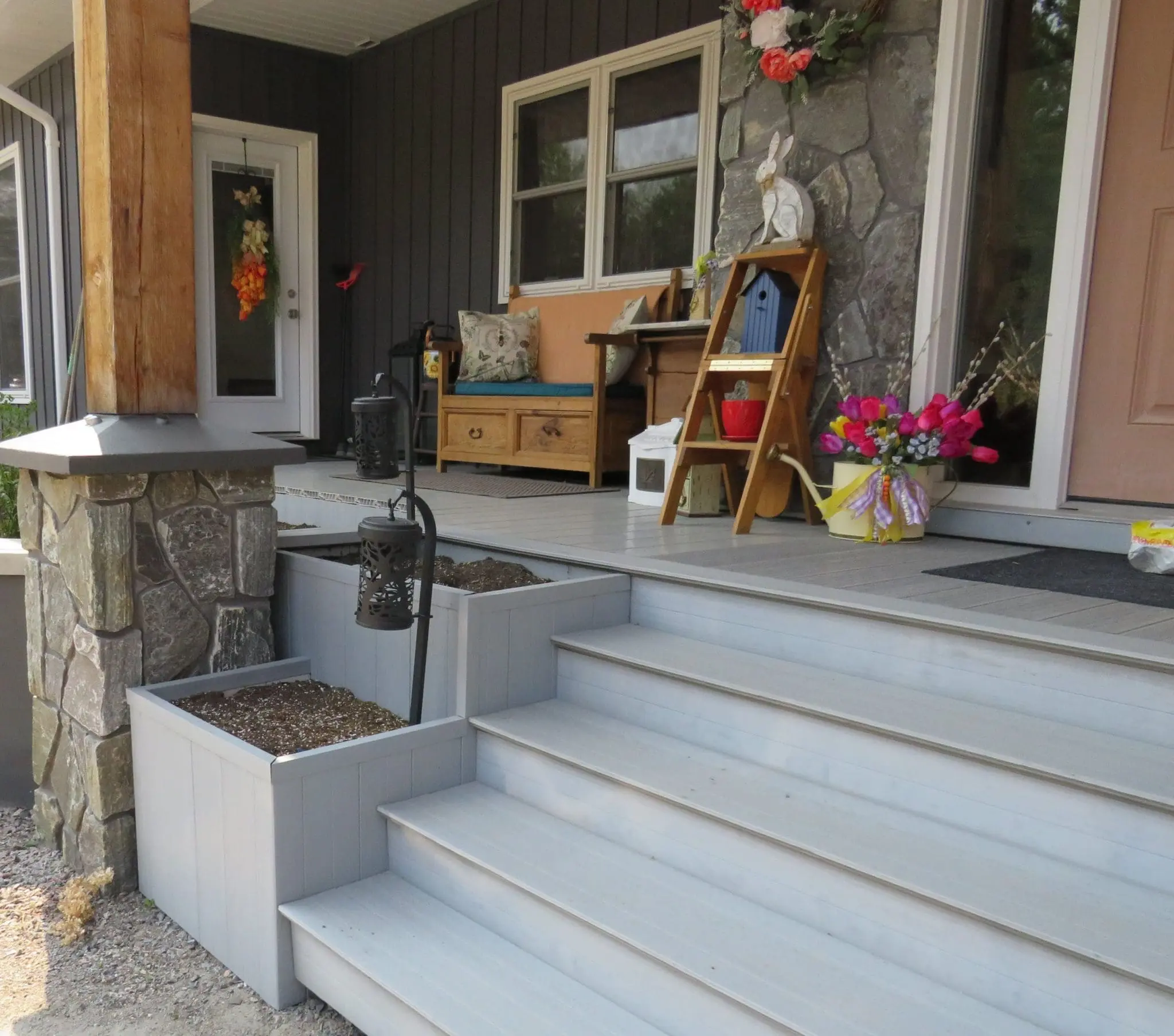 Concord Natural Granite Mosaic Style Thin Veneer Front Entrance