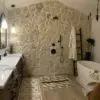 Door County Beachstone Cobblestone Style Natural Limestone Thin Veneer Bathroom