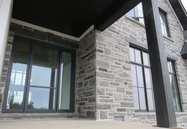 Pembroke Natural Stone Veneer Front Entrance with Light Mortar Flush Joint