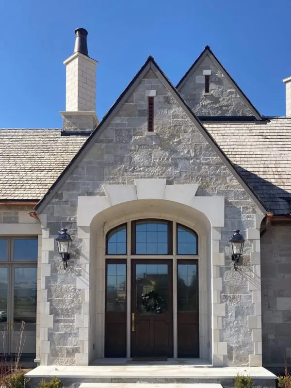 Loire Natural Limestone Thin Stone Veneer Front Entrance