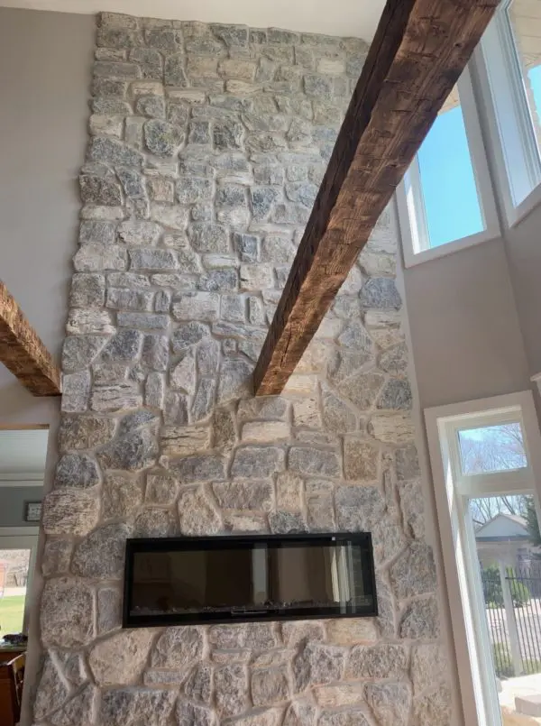 Matterhorn and Door County Fieldstone Natural Thin Stone Veneer Custom Blend Interior