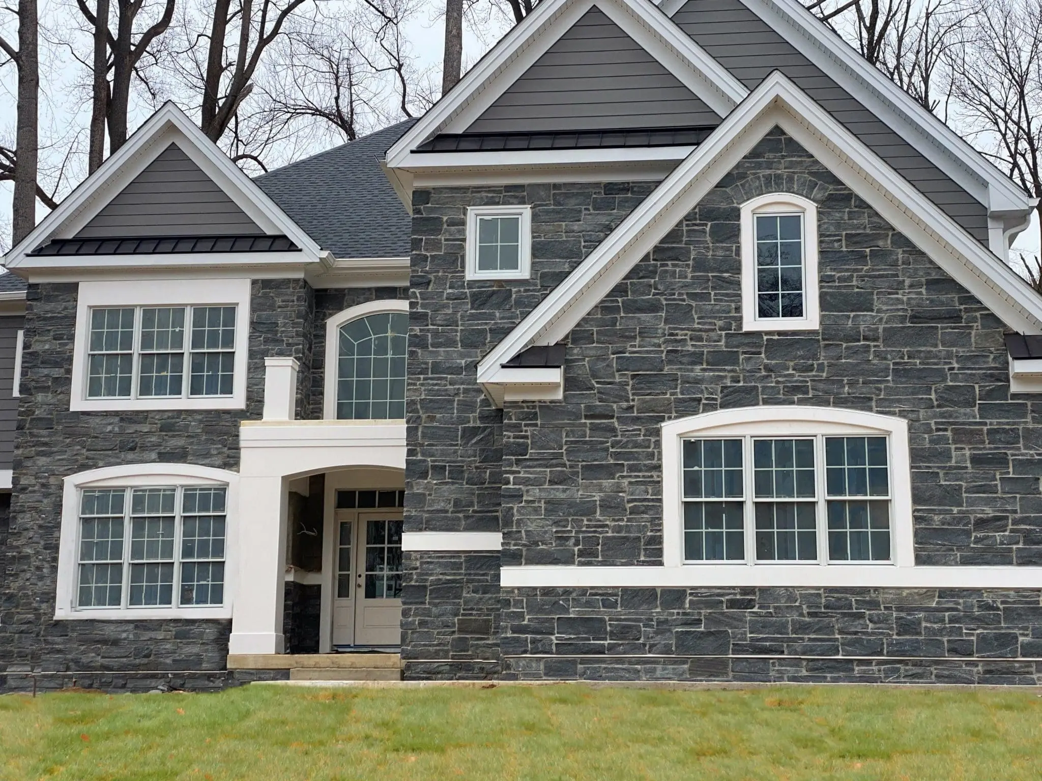 Pembroke Natural Thin Stone Veneer Custom Black Exterior