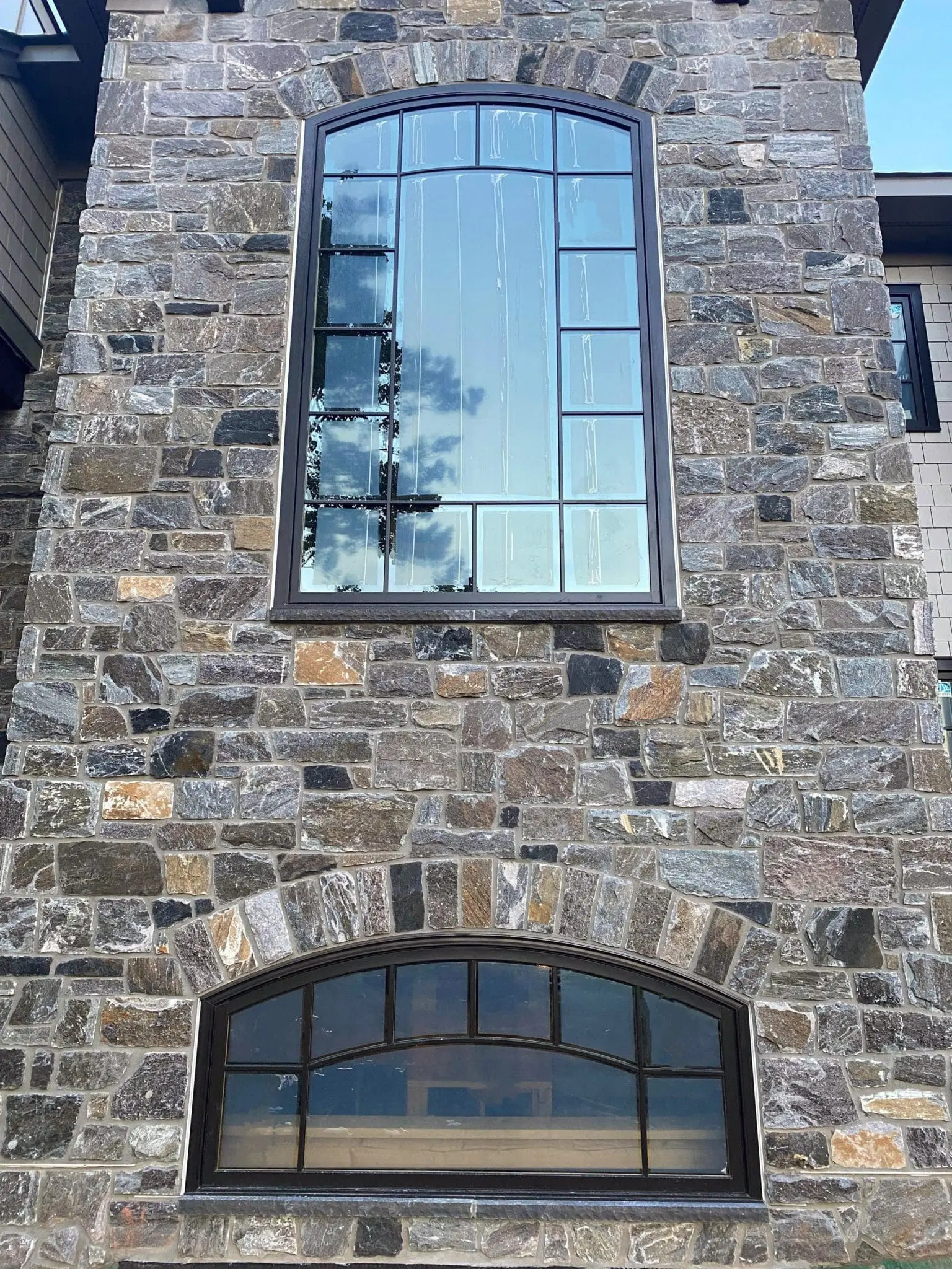 Monroe Real Thin Stone Veneer Exterior with Custom Brown and Black